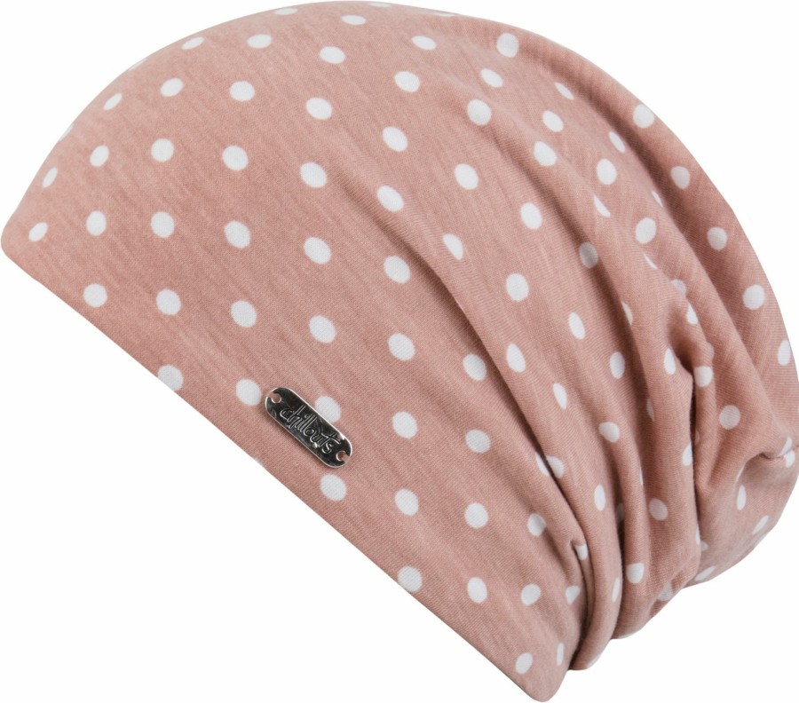 Mutzen Chillouts | Chillouts Dunne Gepunktete Longbeanie Strickmutze Lucerne Rot Gemustert