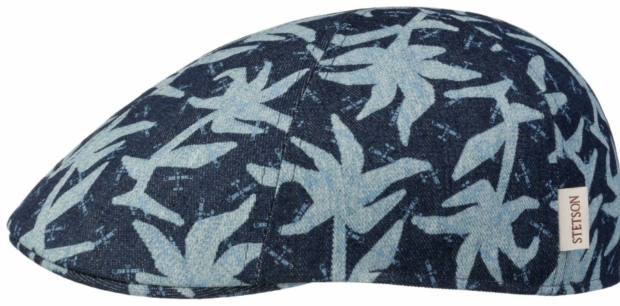 Mutzen Stetson | Stetson Texas Denim Flat Cap Mit Print & Uv-Schutz 40+ Marine