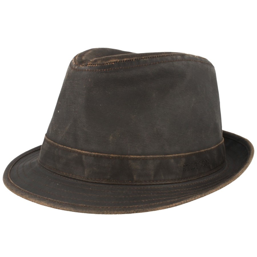 Hute Stetson | Stetson Trilby Mit Uv-Schutz 40+ Im Leder-Vintage-Look Mittelbraun