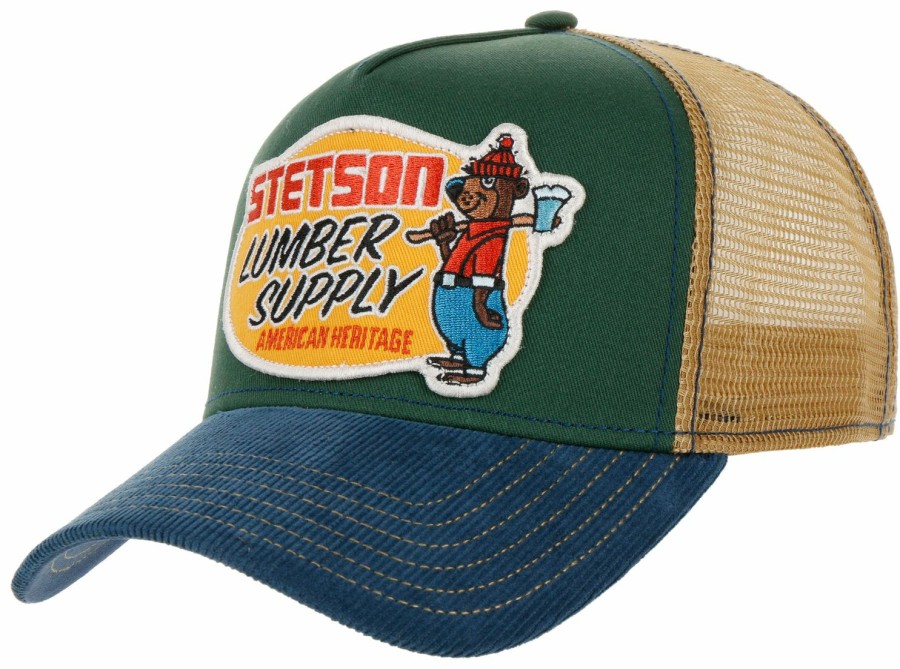 Mutzen Stetson | Stetson Trucker Baseball-Cap Lumber Supply Mit Netzeinsatz Blau Gemustert