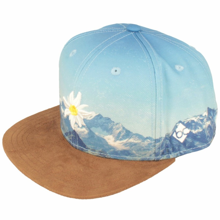 Mutzen Bavarian Caps | Bavarian Caps Baseball-Cap "Edelweis Bergliebe" Alpenprint Hellblau