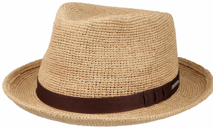 Hute Stetson | Stetson Fedora Raffia Crochet Mittelbeige