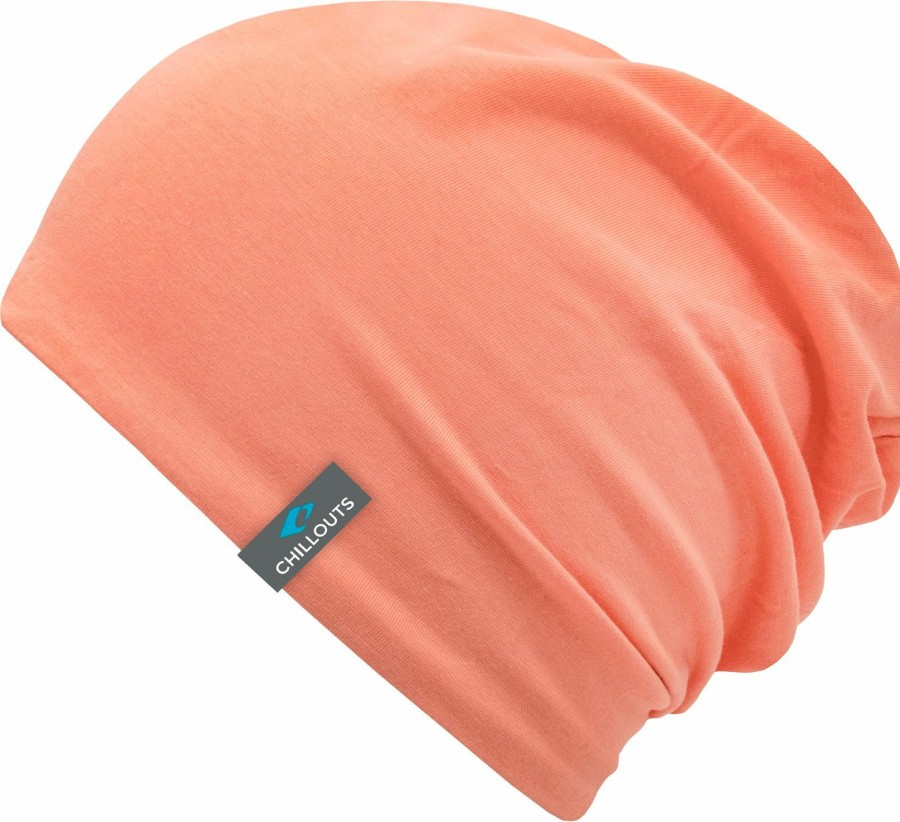 Mutzen Chillouts | Chillouts Dunne Uni Longbeanie Strickmutze Acapulco Mit Uv-Schutz 50+ Orange