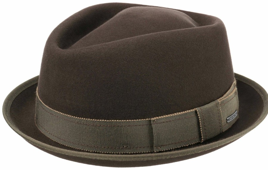 Hute Stetson | Stetson Diamond Porkpie Cashmere-Wolle-Mix Braun Gemustert