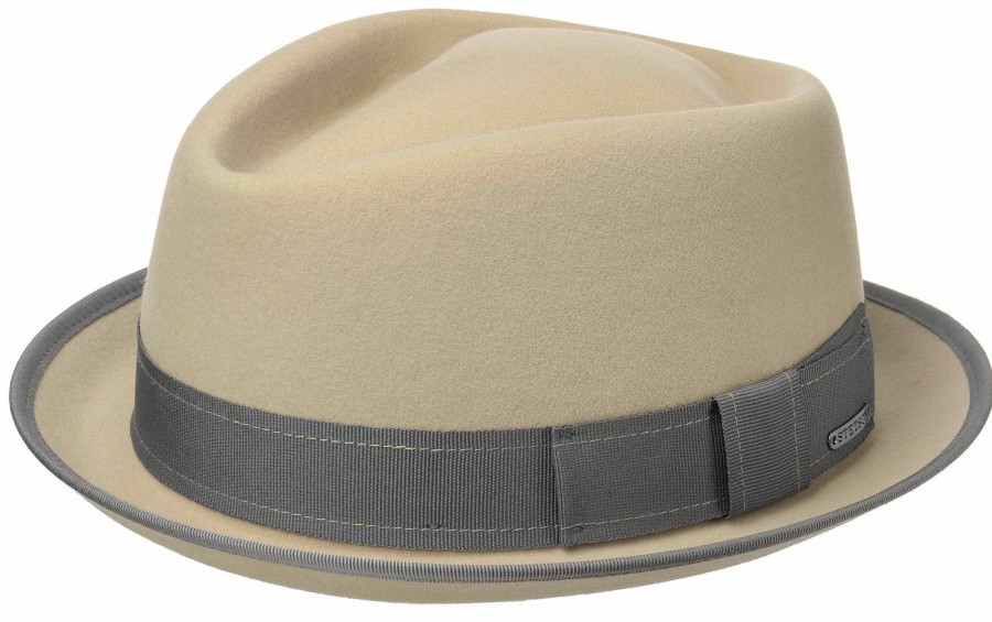 Hute Stetson | Stetson Diamond Porkpie Cashmere-Wolle-Mix Braun Gemustert