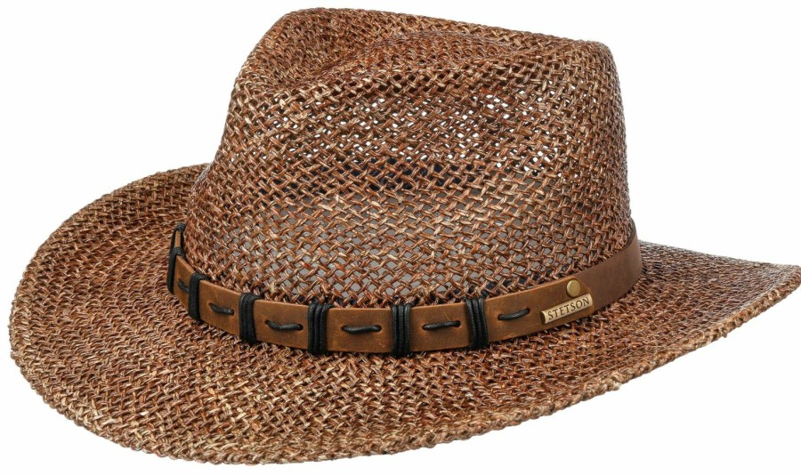 Hute Stetson | Stetson Western Seegras Strohhut Braun Gemustert