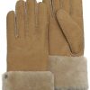 Accessoires Pearlwood | Pearlwood Warme Wildleder-Handschuhe Lammfell-Futter & Umschlag