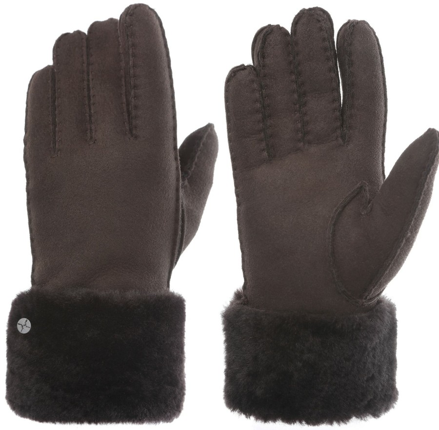 Accessoires Pearlwood | Pearlwood Warme Wildleder-Handschuhe Lammfell-Futter & Umschlag