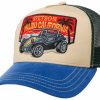 Mutzen Stetson | Stetson Trucker Cap Malibu Mit Mesh Einsatz Und Auto-Logo Blau Gemustert