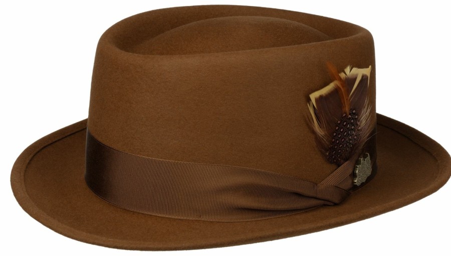 Hute Stetson | Stetson Breiter Pork Pie Aus Feinem Kaninchenhaar Braun Gemustert