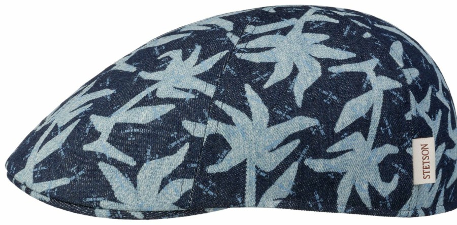 Xxl Stetson | Stetson Texas Denim Flat Cap Mit Print & Uv-Schutz 40+ Marine