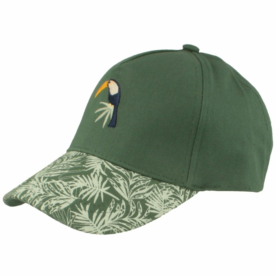 Kinder Hut-Breiter | Kinder Baseball-Cap Tucan-Stick & Palmenprint Von Hut Breiter Dunkelgrun / Loden