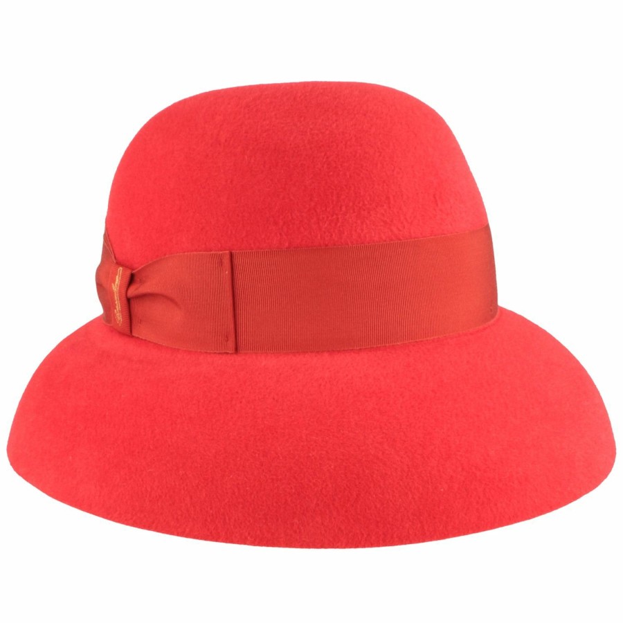 Hute Borsalino | Borsalino Elegante Damen Velours Glocke Audrey Mit Ripsband