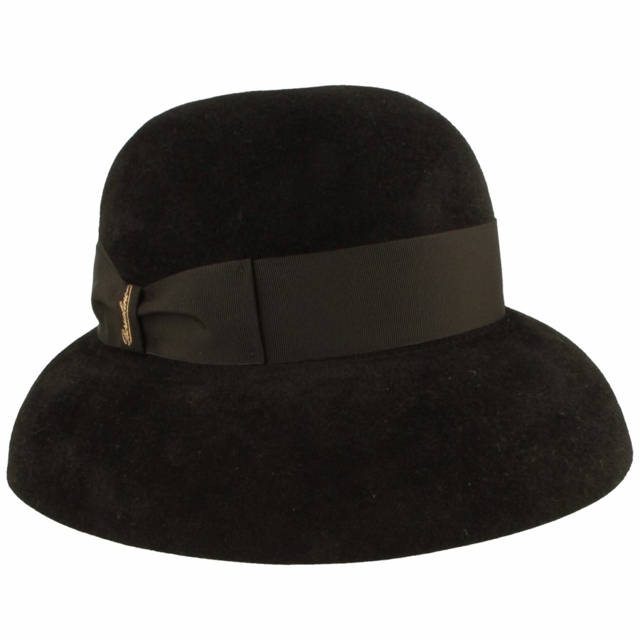 Hute Borsalino | Borsalino Elegante Damen Velours Glocke Audrey Mit Ripsband