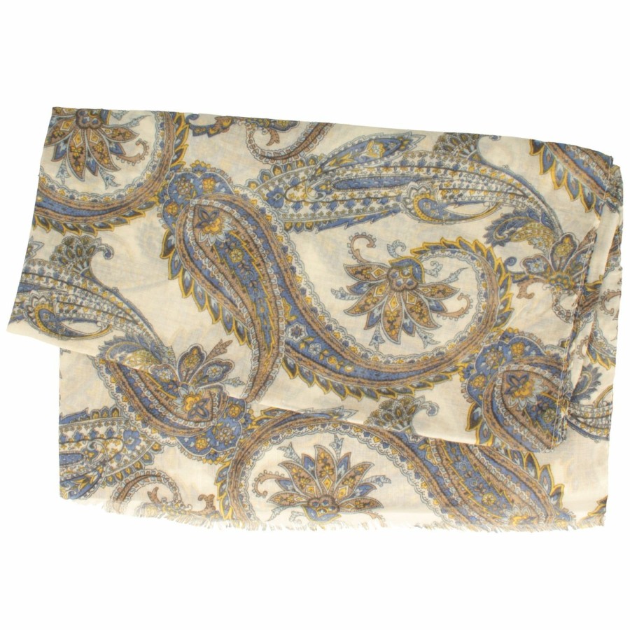 Accessoires Hut-Breiter | Leichter Trachten-Schal Mit Paisley-Muster Von Hut-Breiter Blau Gemustert