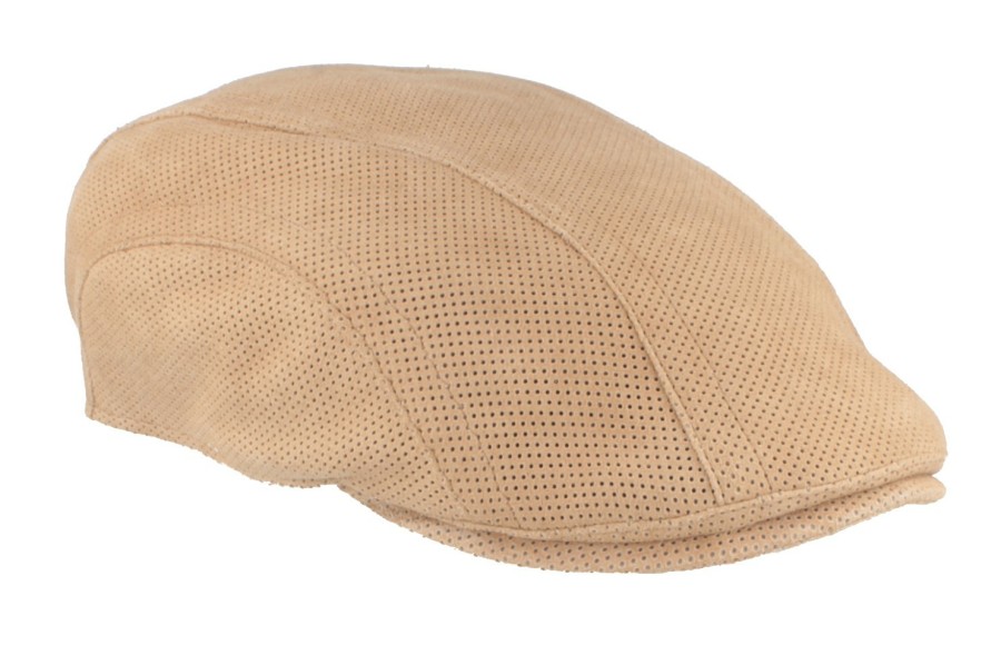 Mutzen GÖTTMANN | Gottmann Sommer-Schiebermutze Flatcap Aus Echtem Velourleder Camel