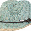 Hute Chillouts | Chillouts Zweifarbiger Papier Strohhut Trilby Mit Kunstleder Garnitur Blau Gemustert