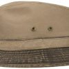 Hute Stetson | Stetson Baumwoll Traveller Fischerhut Mit Lederimitat Mittelbraun