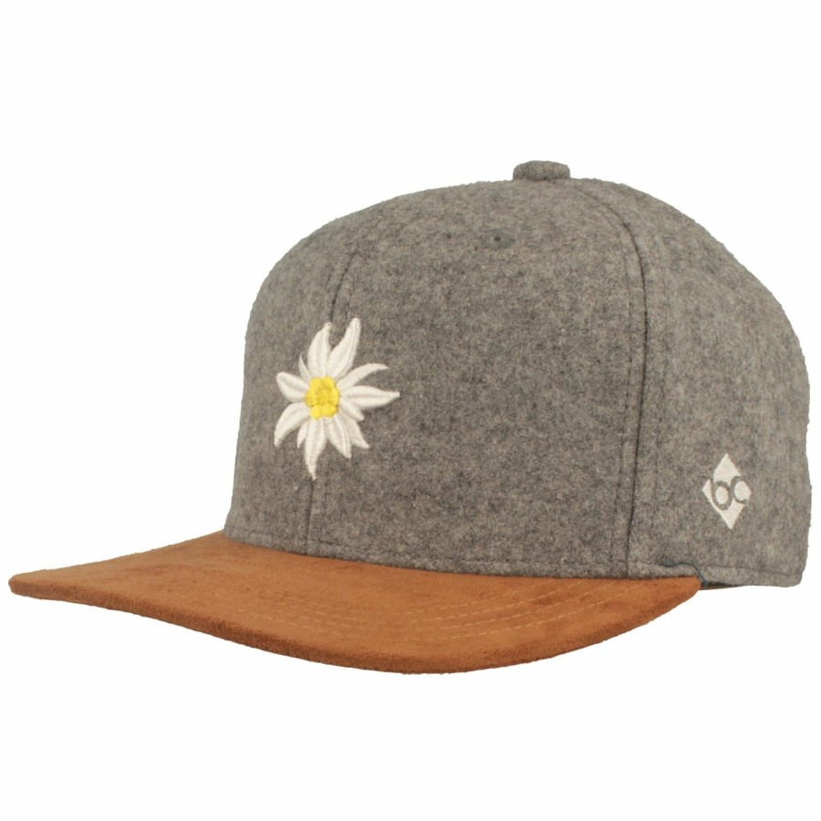 Mutzen Bavarian Caps | Bavarian Caps Flat Brim Snapback Baseball-Cap Mit Edelweiss-Stickerei Trendgrau