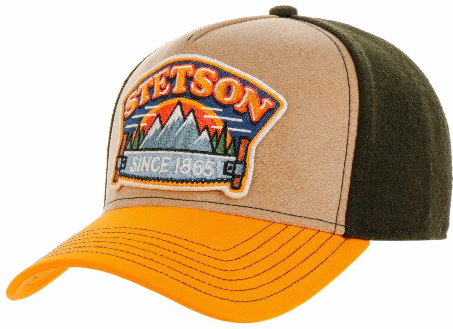 Mutzen Stetson | Stetson Trucker Baseball-Cap Mit "Hacksaw" Stick-Patch Gelb Gemustert