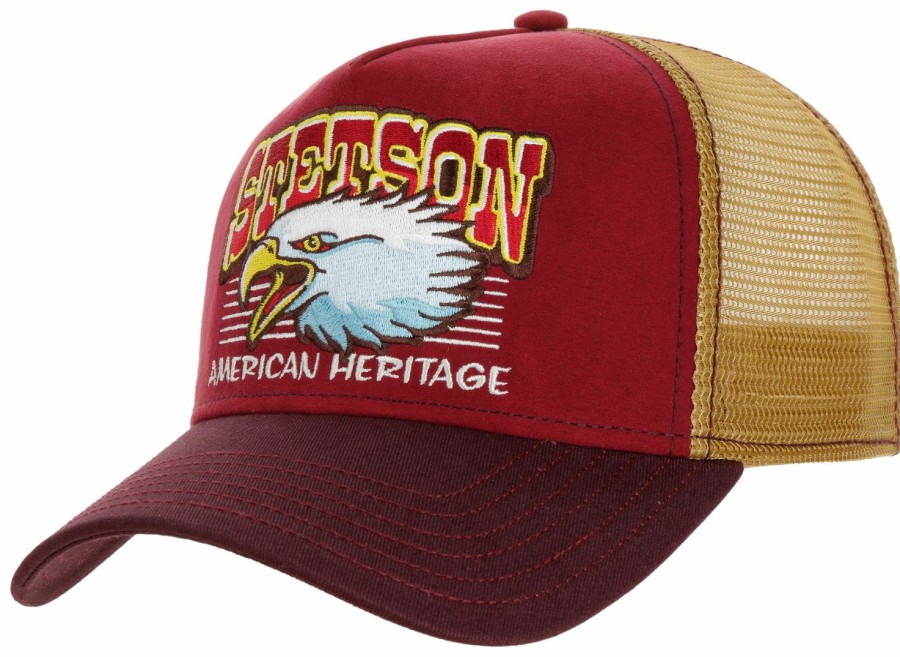 Mutzen Stetson | Stetson Trucker Baseball-Cap Eagle Head Mit Netzeinsatz Mittelrot