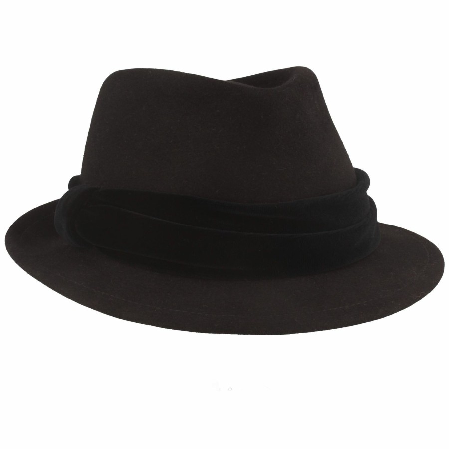 Meisteratelier Breiter Meisteratelier | Breiter Meisteratelier Schmaler Damen Filzhut Trilby Hut Mit Samt-Garnitur