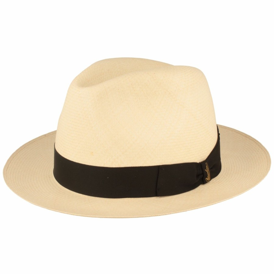 Hute Borsalino | Borsalino Hochwertiger Ultrafeiner Montecristi Panamahut Fedora Weiss