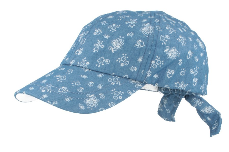 Kinder Hut-Breiter | Kinder Cap Zum Binden Blumchen Uv-Schutz 40+ Von Hut-Breiter Blau Gemustert