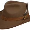 Hute Stetson | Stetson Western-Filzhut Im Cowboy-Look Mit Feder & Lederband Braun Gemustert