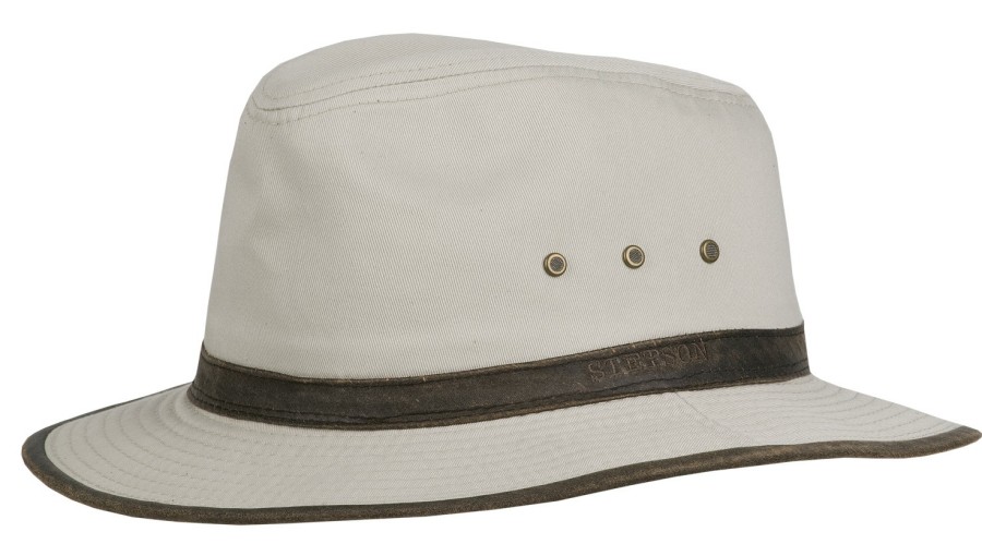 Hute Stetson | Stetson Baumwoll Traveller Fischerhut Mit Lederimitat