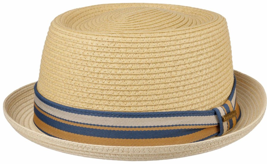 Xxl Stetson | Stetson Pork Pie Strohhut Bunte Ripsgarnitur Uv 40+