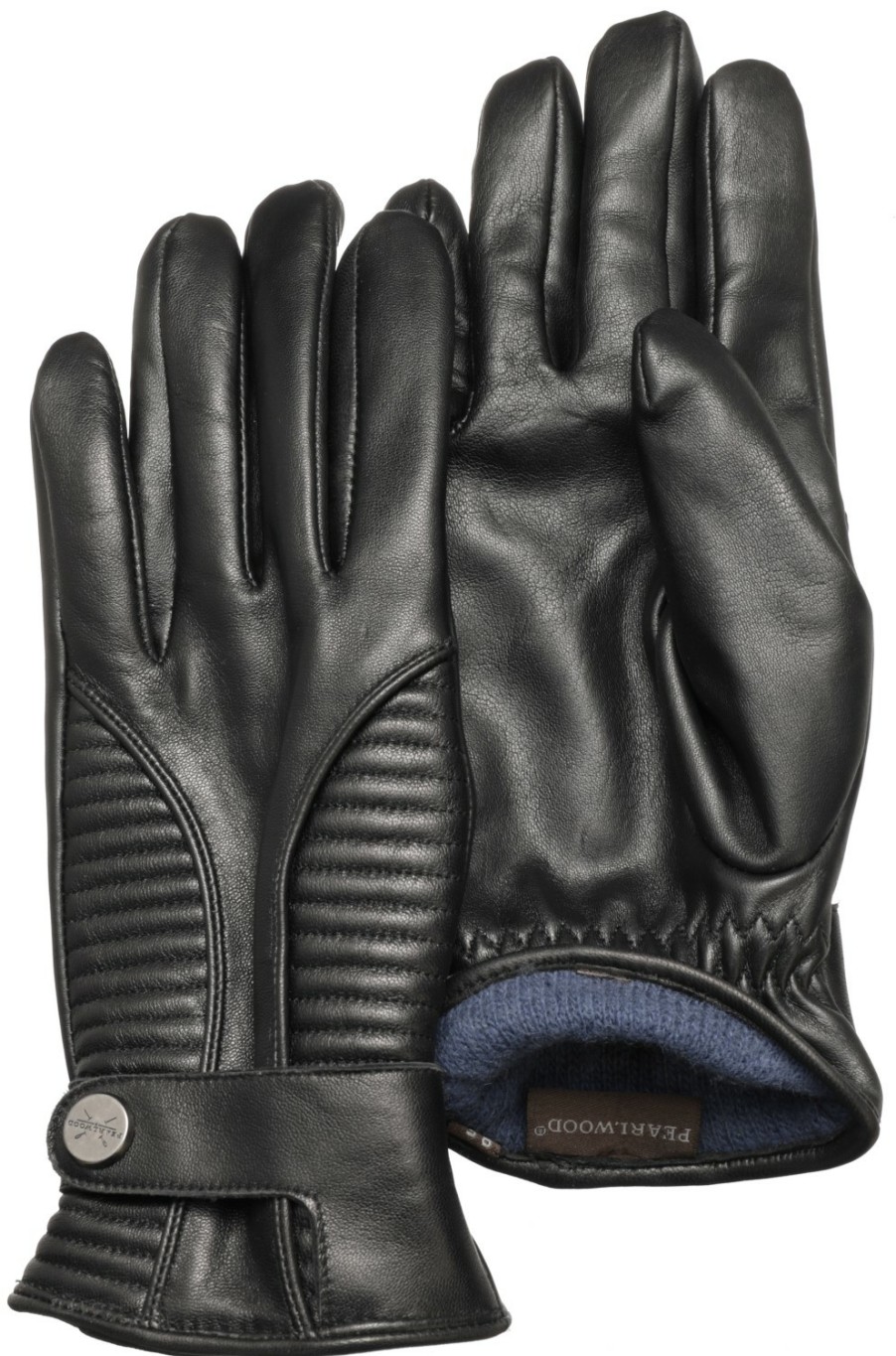 Accessoires Pearlwood | Pearlwood Abgesteppte Touchscreen-Lederhandschuhe Biker-Stil Schwarz