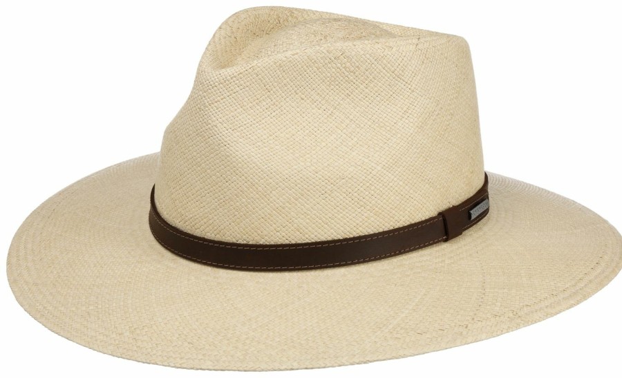 Hute Stetson | Stetson Extra Breiter Panama Mit Ledergarnitur Uv-Schutz 40+ Mittelbeige