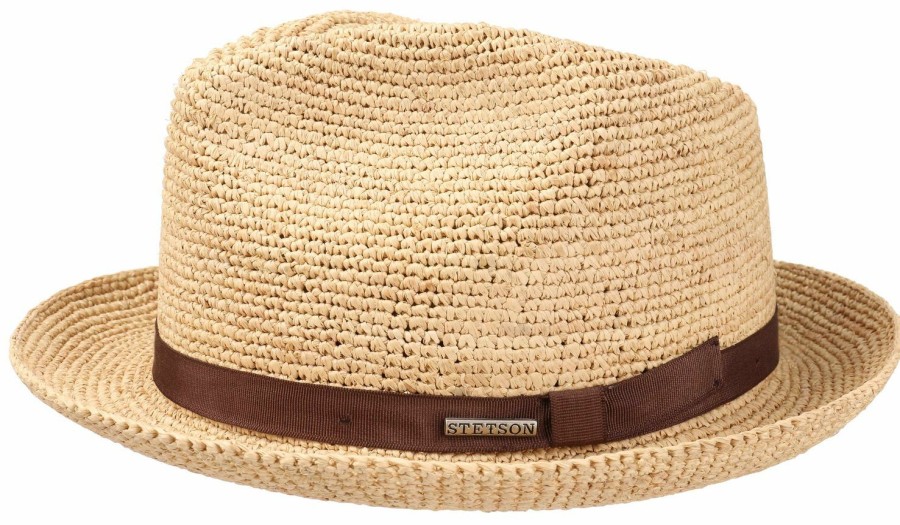 Hute Stetson | Stetson Strohhut Player Raffia Crochet Gehakelt Mit Ripsband Und Stetson Pin Mittelbeige