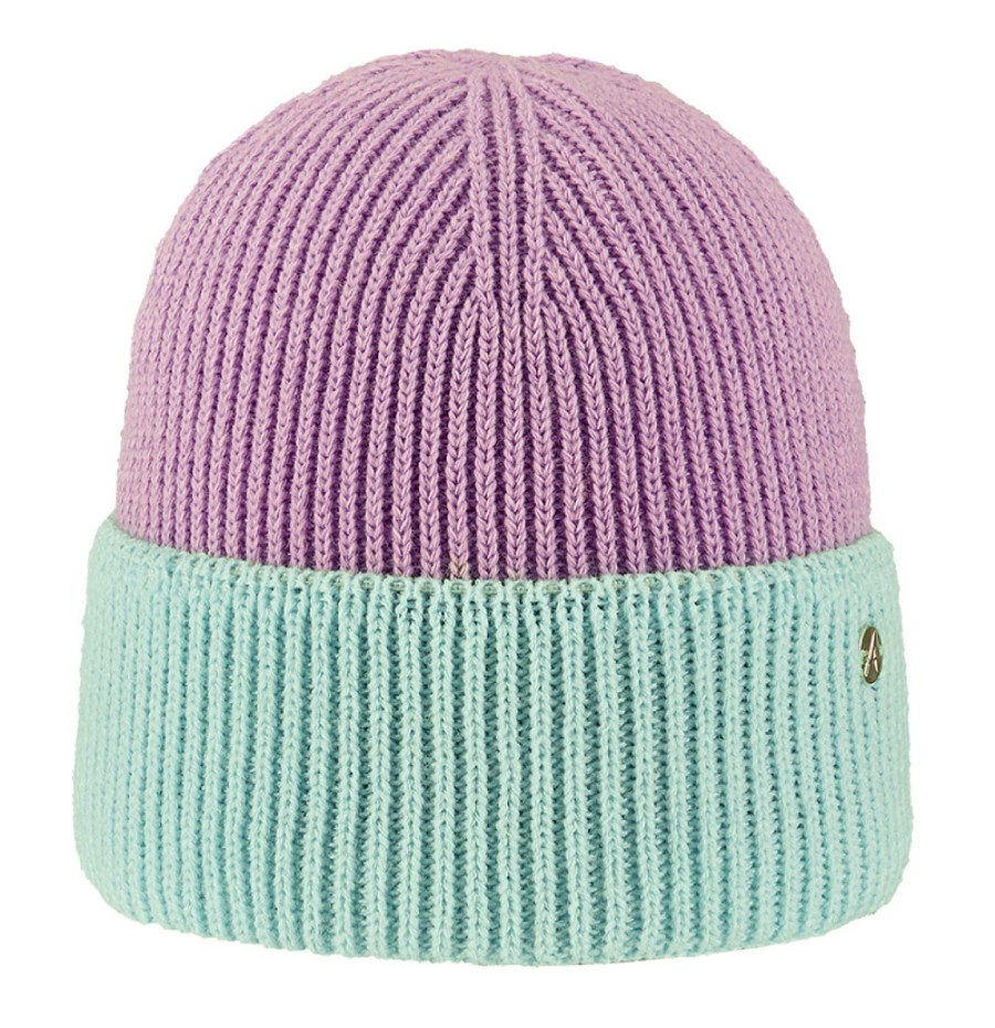 Mutzen Areco | Areco Duotone Zweifarbige Beanie Strickmutze Mit Umschlag